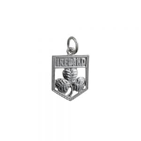 Silver 17x14mm Ireland Badge Pendant or Charm