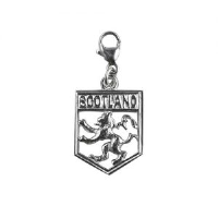 Silver 17x14mm Scotland Badge with Rampant Lion Charm with a lobster catch