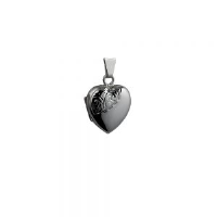 Silver 17x16mm half hand engraved heart Locket