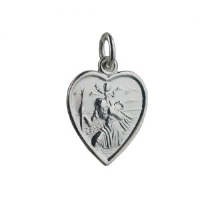 Silver 17x16mm heart St Christopher Charm