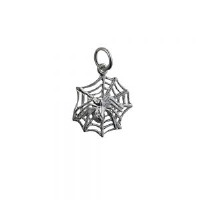 Silver 17x16mm Spider on Webb Pendant or Charm