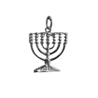 Silver 17x17mm Menorah Charm