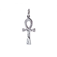 Silver 18x10mm hand engraved Solid Ankh Cross