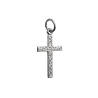 Silver 18x12mm embossed latin Cross