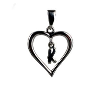 Silver 18x18mm heart with a hanging Initial 'K' with bail