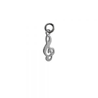 Silver 18x8mm plain G Cleff Pendant or cham