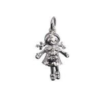 Silver 19x13mm moveable Rag doll Pendant or Charm