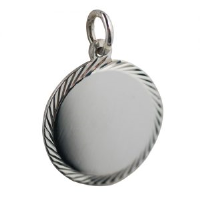 Silver 20mm round diamond cut edge Disc