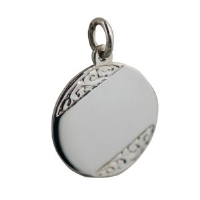 Silver 20mm round hand engraved Disc