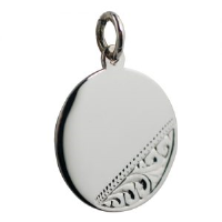 Silver 20mm round hand engraved Disc