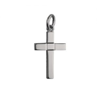 Silver 20x13mm engine turned centre square block Cross