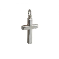 Silver 20x13mm Engine turned line border Solid Block Cross