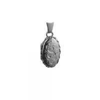 Silver 20x13mm hand engraved oval twisted wire edge Locket