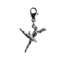 Silver 20x15mm ballet dancer charm on a lobster trigger