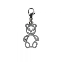 Silver 21x12mm pierced Teddy Bear Charm with a lobster catch