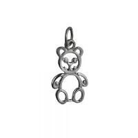 Silver 21x12mm pierced Teddy Bear Pendant or Charm