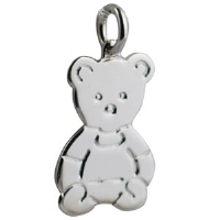 Silver 21x19mm Flat Teddy Bear Pendant