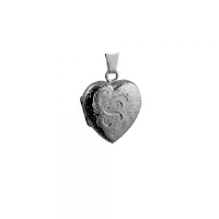 Silver 21x19mm hand engraved heart Locket