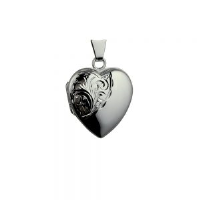 Silver 21x19mm hand engraved heart Locket
