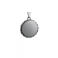 Silver 22mm plain twisted wire edge flat round Locket