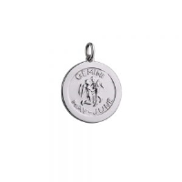 Silver 22mm round Gemini Zodiac Pendant