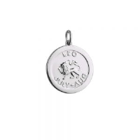 Silver 22mm round Leo Zodiac Pendant