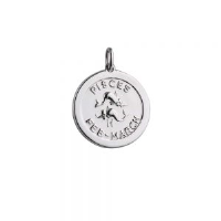 Silver 22mm round Pisces Zodiac Pendant