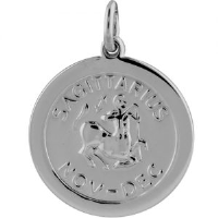Silver 22mm round Sagittarius Zodiac Pendant