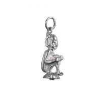 Silver 22x11m seated Lepprecorn Charm