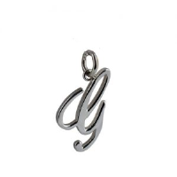 Silver 22x13mm plain Palace script Initial G Pendant