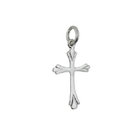 Silver 22x14mm Fancy embossed pattern Cross