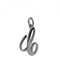 Silver 22x14mm plain Palace script Initial C Pendant