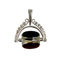 Silver 22x26mm oval Fob Pendant set with three 14x10mm stones