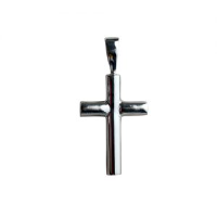 Silver 23x15mm plain round Cross-section Cross