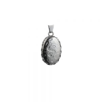 Silver 23x16mm hand engraved oval twisted wire edge Locket