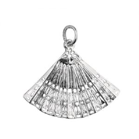 Silver 23x30mm Fan Pendant or Charm