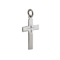 Silver 24x14mm diamond cut Star Flat Latin Cross