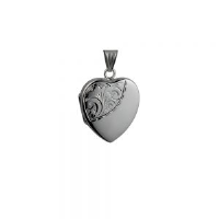 Silver 24x20mm half hand engraved heart Locket