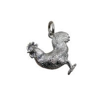 Silver 24x21mm Cockerel Charm or Pendant