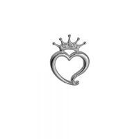 Silver 24x32mm Luckenbooth Heart and Crown Brooch