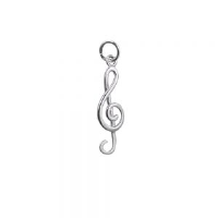 Silver 25x10mm round wire G Cleff charm