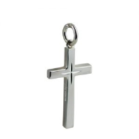 Silver 25x15mm diamond cut star Solid Block Cross