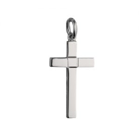 Silver 25x15mm engine turned centre square block Cross