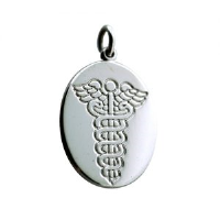 Silver 25x20mm oval plain Medical Alarm Disc