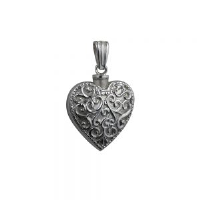 Silver 25x22mm handmade Embossed Heart Memorial Locket