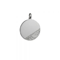 Silver 26mm round hand engraved Disc