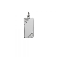 Silver 26x13mm hand engraved rectangular Disc