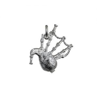 Silver 26x19mm Moveable Bagpipes Pendant or Charm