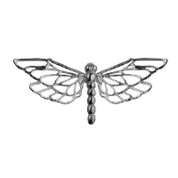 Silver 26x55mm Dragonfly Brooch