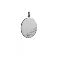 Silver 27x21mm hand engraved oval Disc